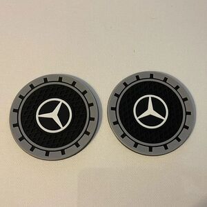 Mercedes Benz Car Cup Coasters in Black and Gray Set of 2 NWT
